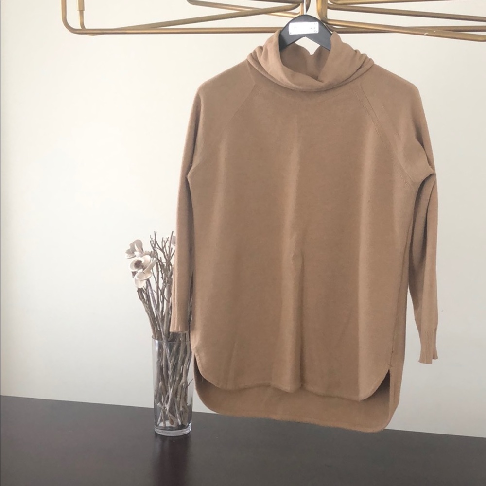 Wide neck tan (camel color) sweater
